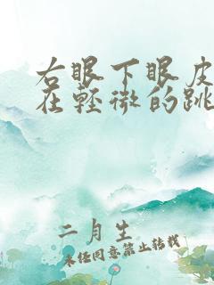 右眼下眼皮一直在轻微的跳怎么回事