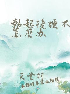 勃起后硬不起来怎么办