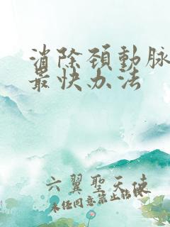 消除颈动脉斑块最快办法