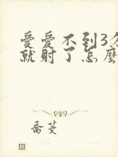 爱爱不到3分钟就射了怎么回事