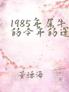 1985年属牛的今年的运气怎么样