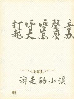 打呼噜声音越来越大怎么办呢