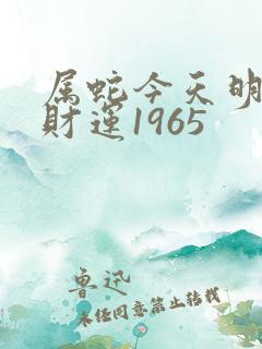属蛇今天明天偏财运1965