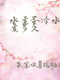 水煮蛋冷水下锅煮多久