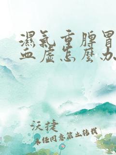 湿气重脾胃弱气血虚怎么办