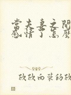 当夫妻之间没有感情了怎么办