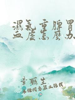 湿气重脾胃弱气血虚怎么办