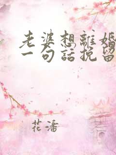 老婆想离婚老公一句话挽留