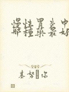 慢性胃炎中成药哪种药最好