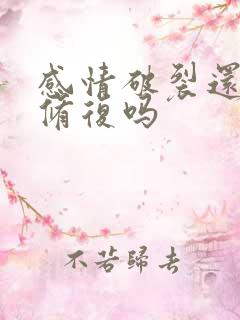 感情破裂还可以修复吗