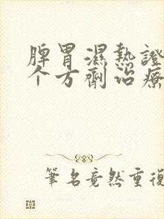 脾胃湿热证用哪个方剂治疗