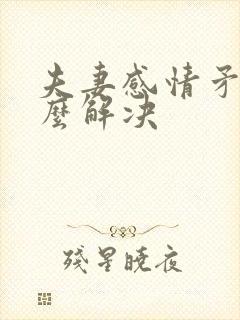 夫妻感情矛盾怎么解决