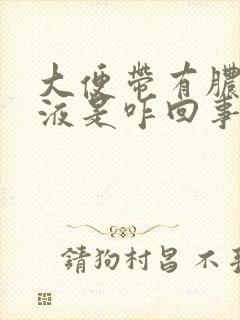 大便带有脓状粘液是咋回事