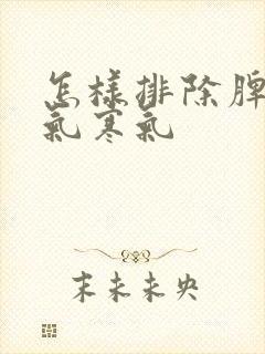 怎样排除脾胃湿气寒气