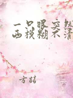 一只眼突然看东西模糊不清