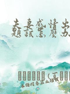 夫妻感情出现问题该怎么办