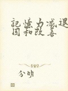 记忆力减退的原因和改善