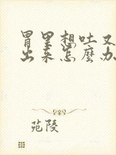 胃里想吐又吐不出来怎么办