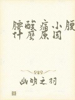 腰酸痛小腹坠胀什么原因