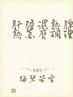 肝胆湿热脾胃湿热怎么调理