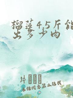 榴莲4.5斤能出多少肉