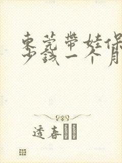 东莞带娃保姆多少钱一个月