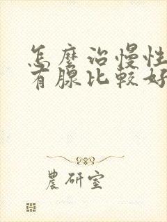 怎么治慢性前列有腺比较好