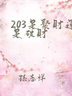 203是聚财还是破财