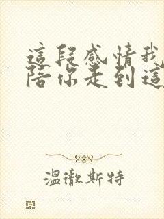 这段感情我只以陪你走到这了