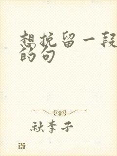 想挽留一段感情的句