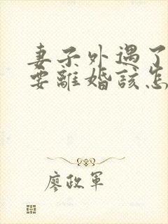 妻子外遇了老公要离婚该怎么挽回