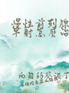 慢性前列腺导致早射怎么治疗