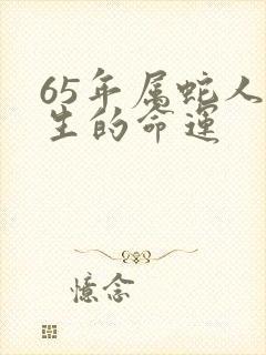 65年属蛇人一生的命运