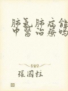 肺气肺病能够以中医治疗吗