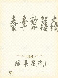 夫妻吵架丈夫离家十年后续