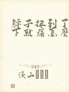 脖子扭到了动一下就痛怎么办