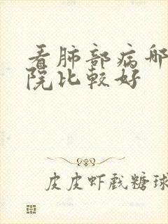 看肺部病哪家医院比较好