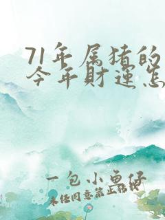 71年属猪的人今年财运怎么样