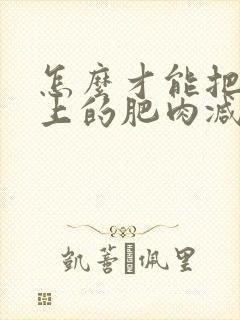 怎么才能把肚子上的肥肉减掉