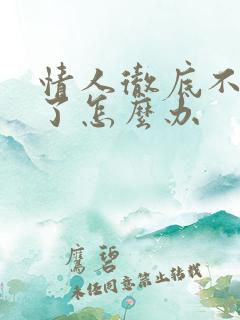 情人彻底不理我了怎么办