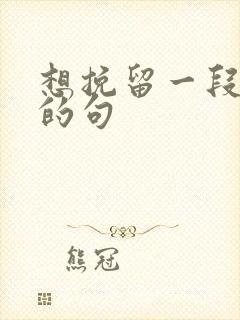 想挽留一段感情的句