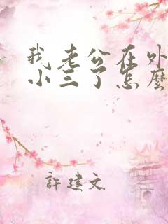 我老公在外面找小三了怎么办