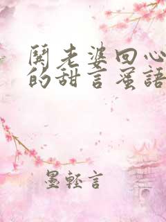 哄老婆回心转意的甜言蜜语