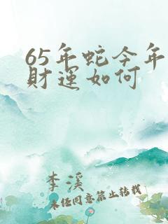 65年蛇今年的财运如何
