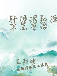 肝胆湿热脾胃湿寒怎么治