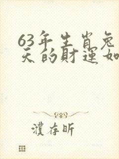 63年生肖兔今天的财运如何