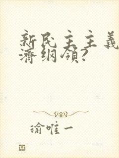 新民主主义的经济纲领?