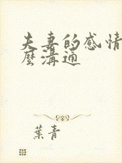 夫妻的感情要怎么沟通