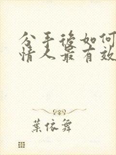 分手后如何挽回情人最有效