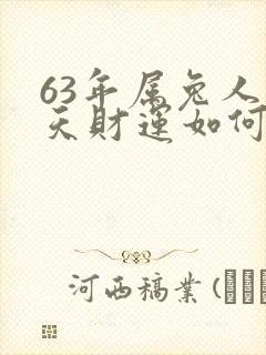 63年属兔人今天财运如何